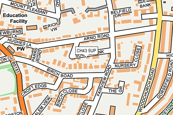 CH43 5UP map - OS OpenMap – Local (Ordnance Survey)