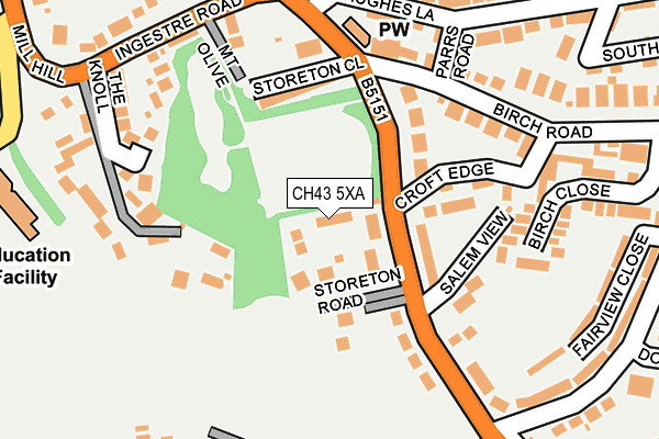 CH43 5XA map - OS OpenMap – Local (Ordnance Survey)