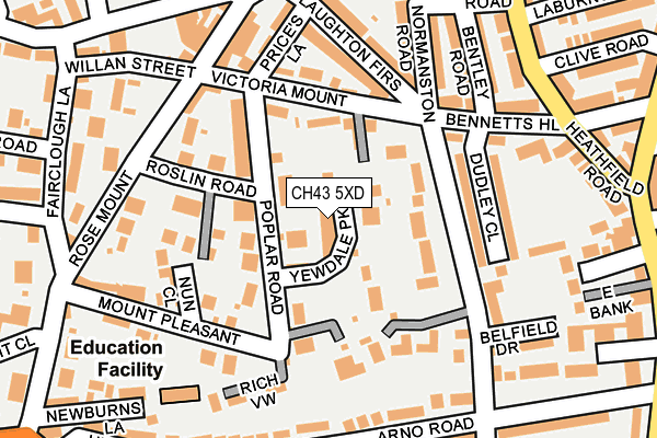 CH43 5XD map - OS OpenMap – Local (Ordnance Survey)