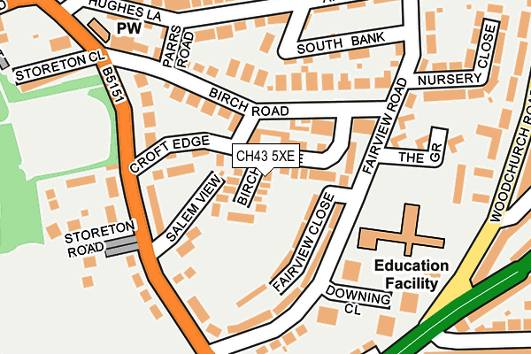 CH43 5XE map - OS OpenMap – Local (Ordnance Survey)