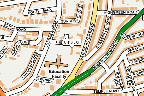 CH43 5XF map - OS OpenMap – Local (Ordnance Survey)