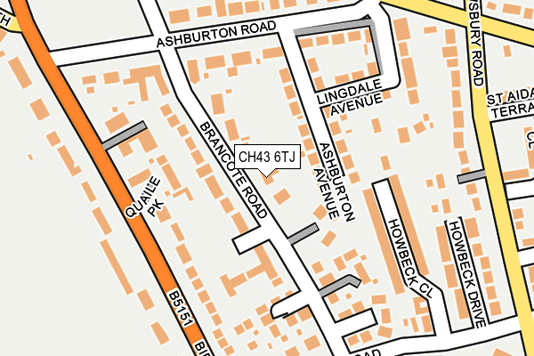 CH43 6TJ map - OS OpenMap – Local (Ordnance Survey)