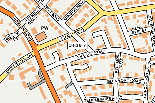 CH43 6TY map - OS OpenMap – Local (Ordnance Survey)