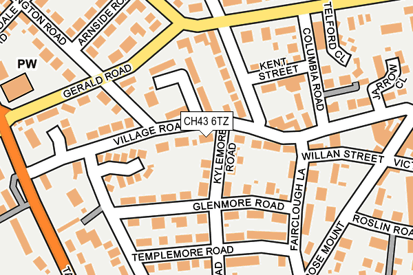 CH43 6TZ map - OS OpenMap – Local (Ordnance Survey)