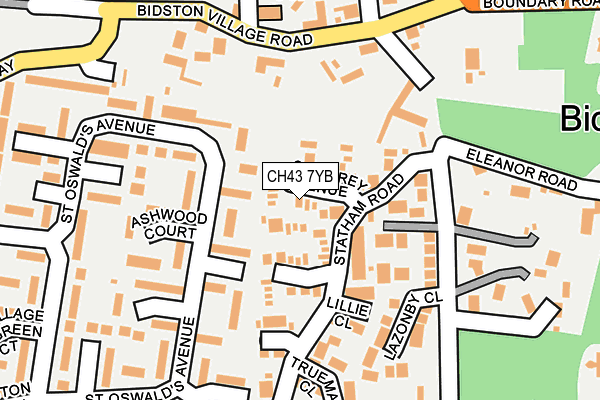 CH43 7YB map - OS OpenMap – Local (Ordnance Survey)