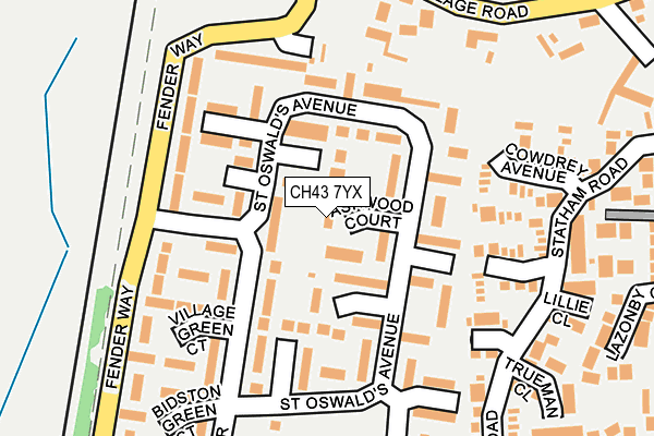 CH43 7YX map - OS OpenMap – Local (Ordnance Survey)