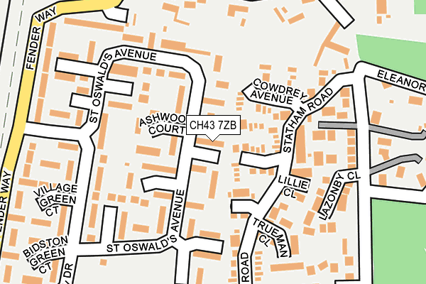 CH43 7ZB map - OS OpenMap – Local (Ordnance Survey)
