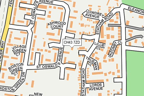 CH43 7ZD map - OS OpenMap – Local (Ordnance Survey)