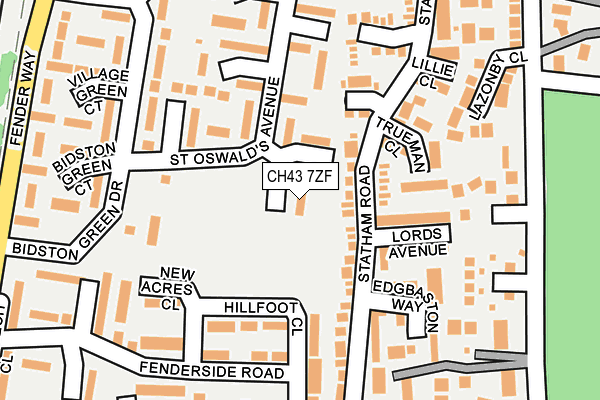 CH43 7ZF map - OS OpenMap – Local (Ordnance Survey)