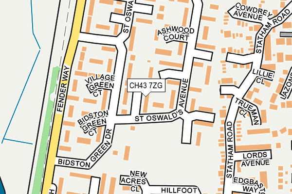 CH43 7ZG map - OS OpenMap – Local (Ordnance Survey)