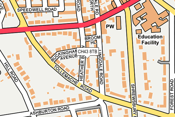 CH43 8TB map - OS OpenMap – Local (Ordnance Survey)