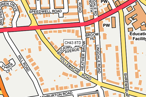 CH43 8TD map - OS OpenMap – Local (Ordnance Survey)