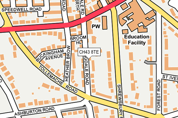 CH43 8TE map - OS OpenMap – Local (Ordnance Survey)