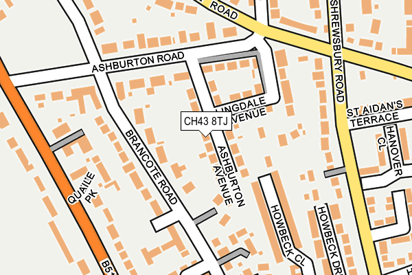 CH43 8TJ map - OS OpenMap – Local (Ordnance Survey)