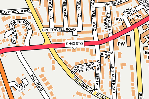 CH43 8TQ map - OS OpenMap – Local (Ordnance Survey)