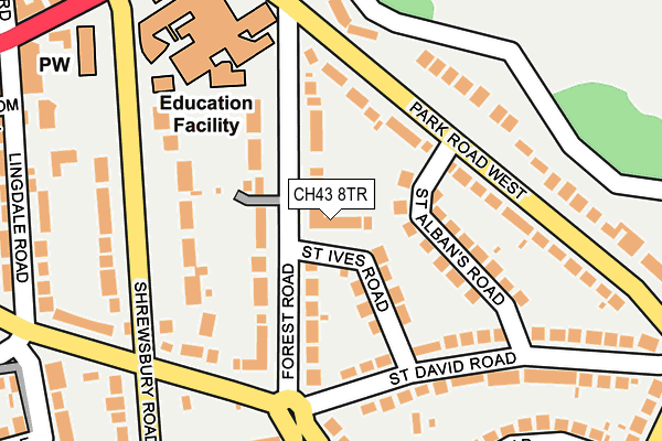 CH43 8TR map - OS OpenMap – Local (Ordnance Survey)