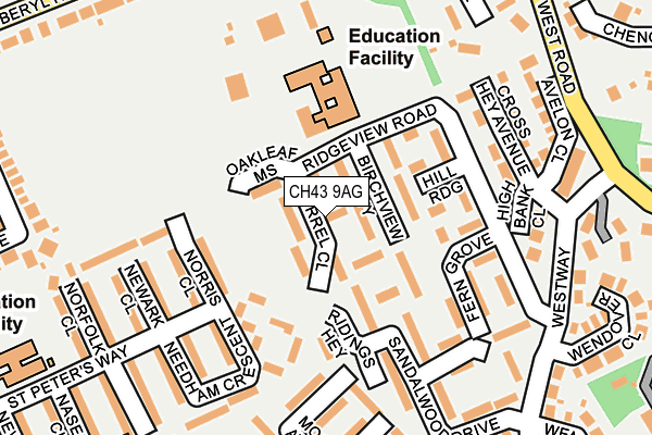 CH43 9AG map - OS OpenMap – Local (Ordnance Survey)