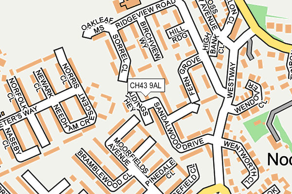CH43 9AL map - OS OpenMap – Local (Ordnance Survey)