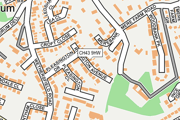 CH43 9HW map - OS OpenMap – Local (Ordnance Survey)
