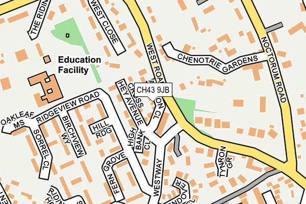 CH43 9JB map - OS OpenMap – Local (Ordnance Survey)