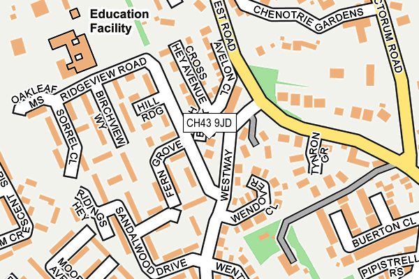 CH43 9JD map - OS OpenMap – Local (Ordnance Survey)