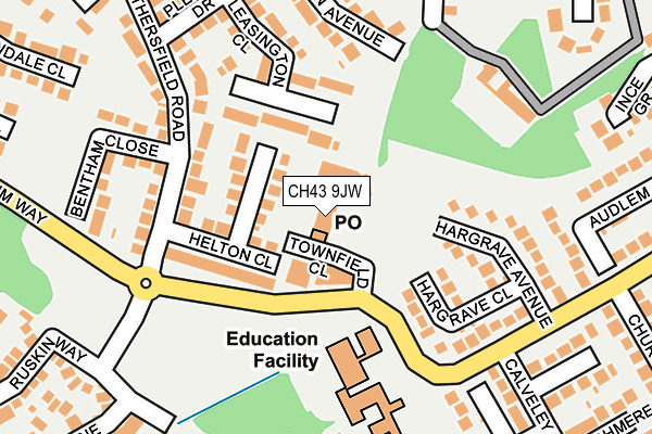 CH43 9JW map - OS OpenMap – Local (Ordnance Survey)