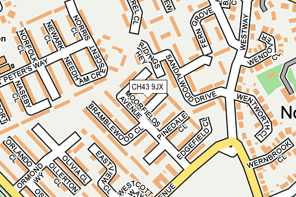 CH43 9JX map - OS OpenMap – Local (Ordnance Survey)