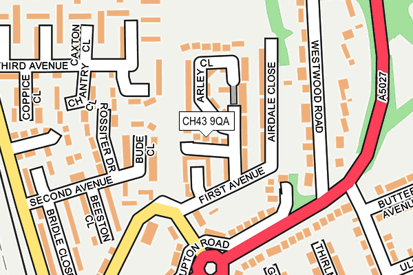 CH43 9QA map - OS OpenMap – Local (Ordnance Survey)