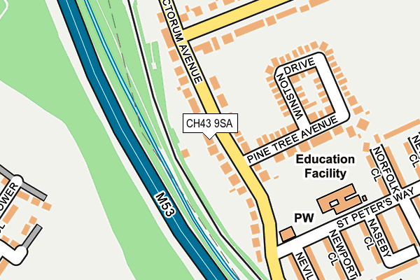 CH43 9SA map - OS OpenMap – Local (Ordnance Survey)