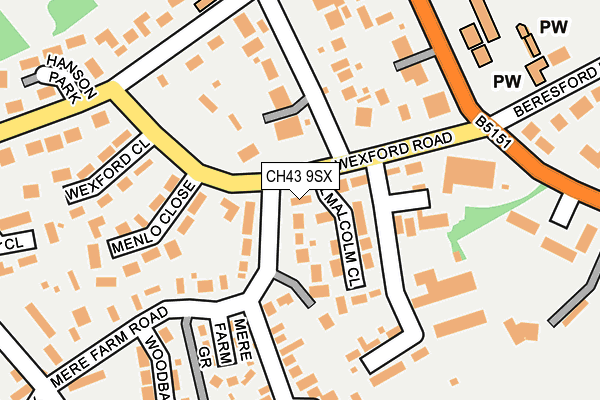 CH43 9SX map - OS OpenMap – Local (Ordnance Survey)