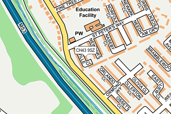 CH43 9SZ map - OS OpenMap – Local (Ordnance Survey)