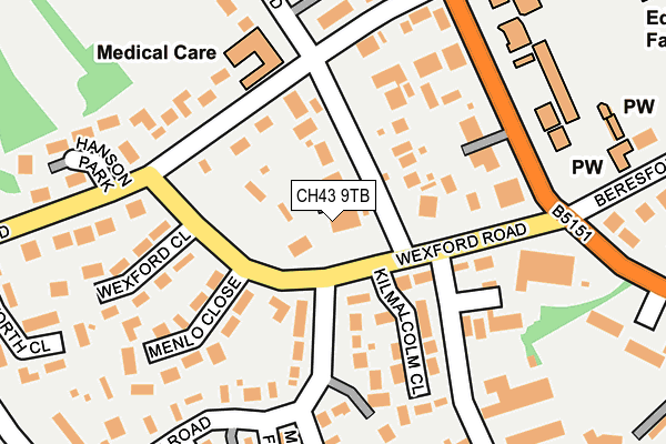 CH43 9TB map - OS OpenMap – Local (Ordnance Survey)