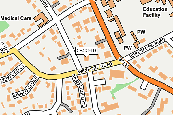 CH43 9TD map - OS OpenMap – Local (Ordnance Survey)