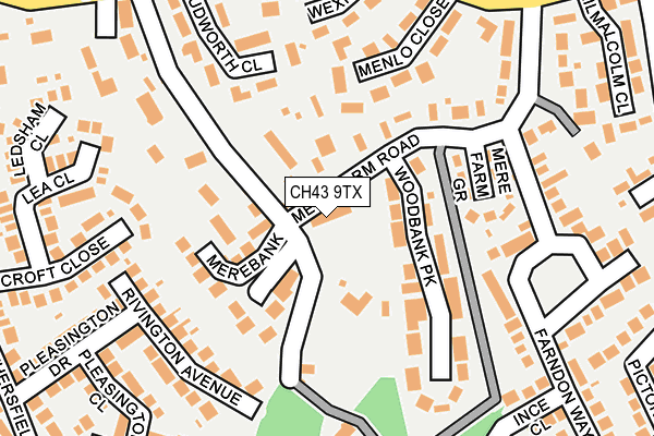 CH43 9TX map - OS OpenMap – Local (Ordnance Survey)