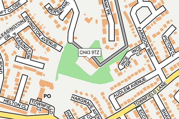 CH43 9TZ map - OS OpenMap – Local (Ordnance Survey)