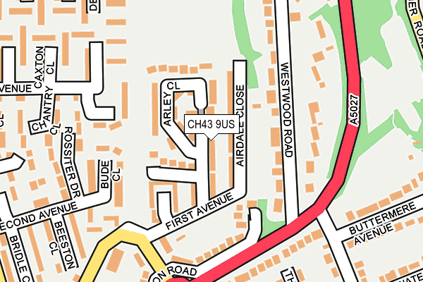 CH43 9US map - OS OpenMap – Local (Ordnance Survey)