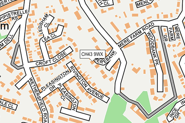 CH43 9WX map - OS OpenMap – Local (Ordnance Survey)