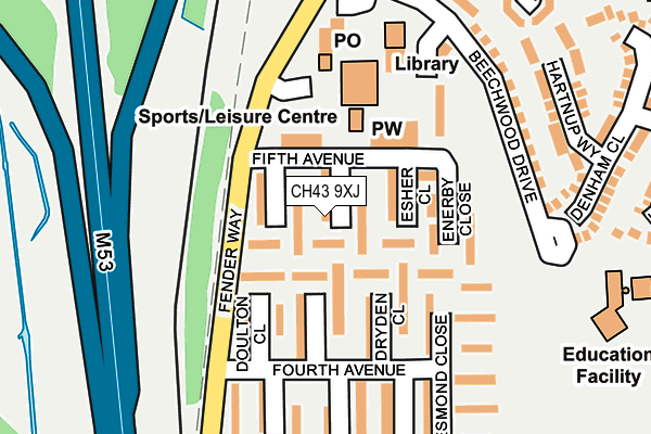 CH43 9XJ map - OS OpenMap – Local (Ordnance Survey)