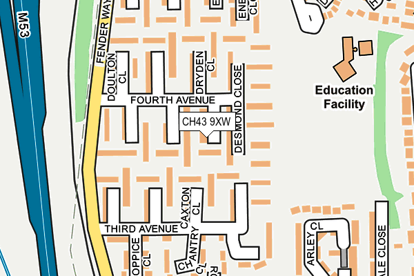 CH43 9XW map - OS OpenMap – Local (Ordnance Survey)