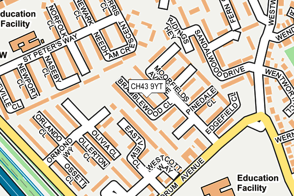 CH43 9YT map - OS OpenMap – Local (Ordnance Survey)