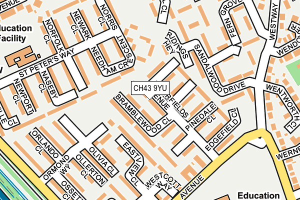 CH43 9YU map - OS OpenMap – Local (Ordnance Survey)