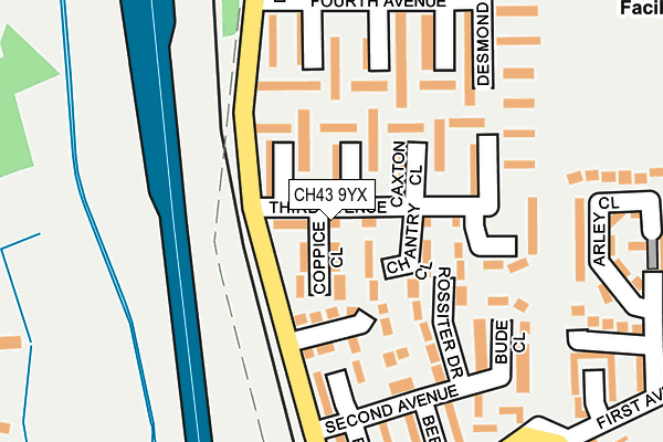 CH43 9YX map - OS OpenMap – Local (Ordnance Survey)