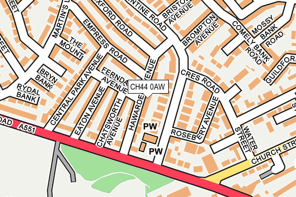 CH44 0AW map - OS OpenMap – Local (Ordnance Survey)
