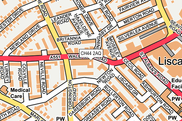 CH44 2AQ map - OS OpenMap – Local (Ordnance Survey)