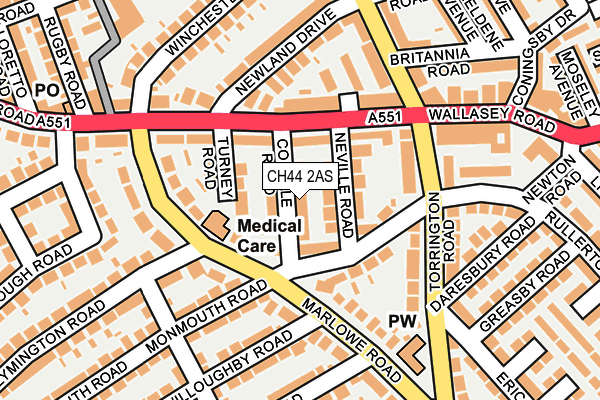 CH44 2AS map - OS OpenMap – Local (Ordnance Survey)