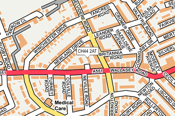CH44 2AT map - OS OpenMap – Local (Ordnance Survey)