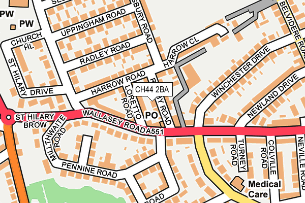 CH44 2BA map - OS OpenMap – Local (Ordnance Survey)