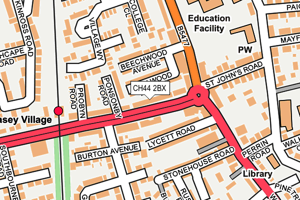 CH44 2BX map - OS OpenMap – Local (Ordnance Survey)