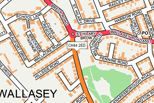 CH44 2ED map - OS OpenMap – Local (Ordnance Survey)