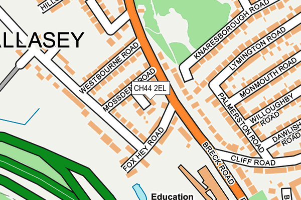 CH44 2EL map - OS OpenMap – Local (Ordnance Survey)